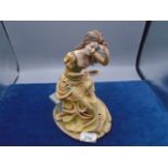 Capodimonte figurine of lady sitting with mirror, approx 10" tall (mirror is loose) and a pair of