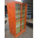 Vintage Pine Doubled Sided Shop / Museum Display Cabinet with glazed sliding doors ( one piece is