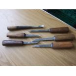 6 Vintage Chisels including Brades , Sorby & Man Stanley