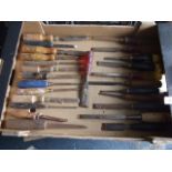 Box of assorted vintage chisels