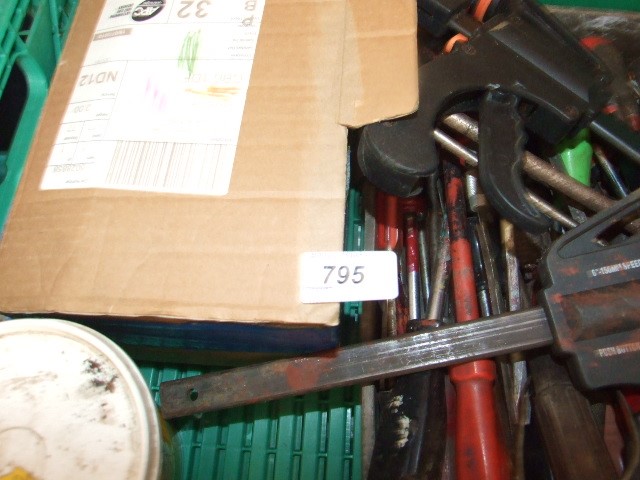 Box of Clamps , Screwdrivers etc etc