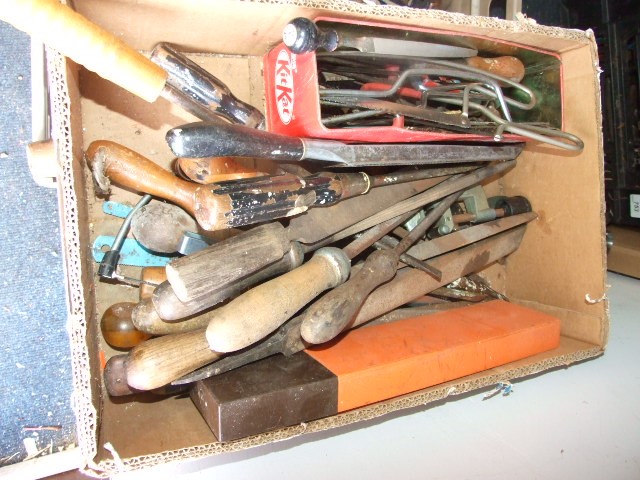 Box of Assorted Tools files , hacksaws etc