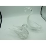 2 Glass Swans