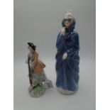 Royal Doulton 'Masque' HN2554 and Dresden figure of a shooting lady