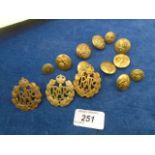 3 RAF cap badges, 6 dress buttons (RAF) plus 3 smaller crest buttons