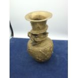 Oriental Brass Vase 10 inches tall