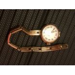 9ct ladies watch with 9ct strap (a/f ) total weight 23 grams