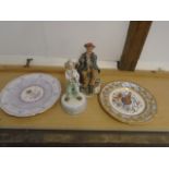 Collection of china to include Leonardo clown music box, Capodimonte figurine (a/f) and 2 royal