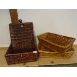 Wicker case and 2 hamper baskets