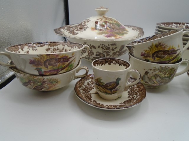 Royal Worcester Palissy game series dinner service incls lidded tureen, soup bowls, plates, side - Image 2 of 5