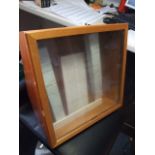 Small Shop Counter Display Cabinet with hinged glass door approx 14 x 15 inches