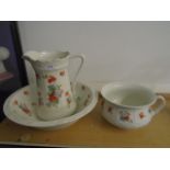 Vintage Burleigh ware large washbowl 41cm diameter, pitcher, 30cm high and chamber pot in matching