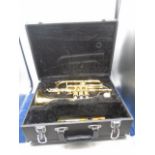 Brass trumpet in case, Sonata Bb