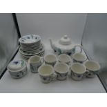 Swedish Rorstrand Sylvia pattern tea service incls 7 cups, 7 saucers, 6 dessert plates, sugar