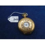 14ct stiffened gold gentlemans half hunter pocket watch by Lever Bros