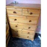 Pine 2 short over 4 long chest of drawers