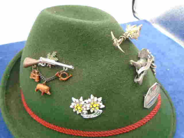3 hats incl Dunn & Co trilby hat and alpine hat with 9 pin badges - Image 4 of 5