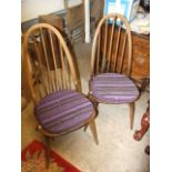 2 Ercol Stick Back Chairs ( legs have been shortened , sawed )