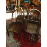 4 Ercol Stick Back Chairs ( legs have been shortened , sawed )