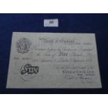 White Bank of England 5 Pound note dated 7th September 1951, V65 069241, Beale chief cashier