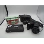 Selection of cameras to incl Fujifilm finepix S602 zoom, Holga 120S, Lomo instant, British made "The