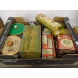 Large quantity (2 trays) of vintage tins