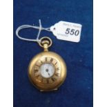 14ct stiffened gold ladies half hunter pocket watch by Lever Bros