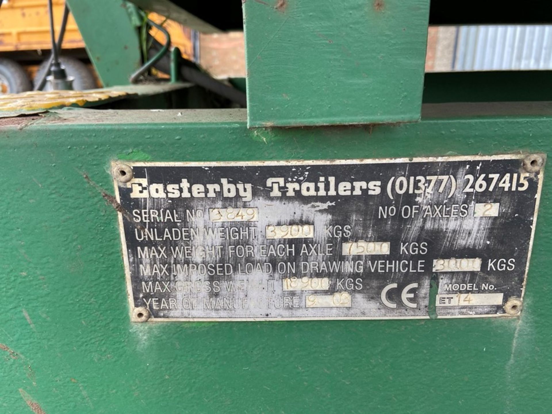 2008 Eastbury twin axle 14 ton trailer ET14, serial number 3849 - Image 2 of 11