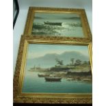 2 Oils on canvas of Boats both signed LHONG 24 X 30 cm
