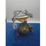 Palais Royale style counter bell with mother of pearl and metal mounts, approx 14cm high