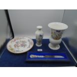 Collection of china to incl Aynsley vases and cake knife, Minton plate