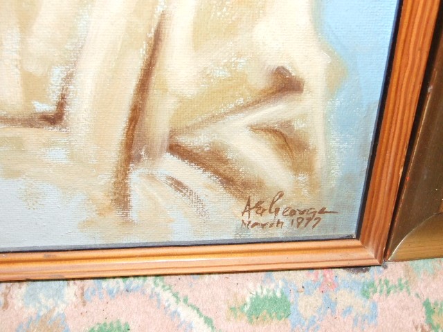 Oil on Board A George ? March 1977 41 x 55 cm and oil on canvas 40 x 50 cm - Image 3 of 7