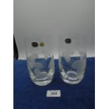 2 Bohemia crystal fine cut vases