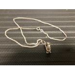 Silver Chain with silver Rabbit eating Carrot pendant