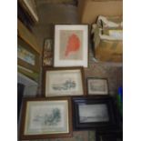 Collection of vintage framed prints to incl Cookham on Thames, Bourne End of Thames, Romford Essex