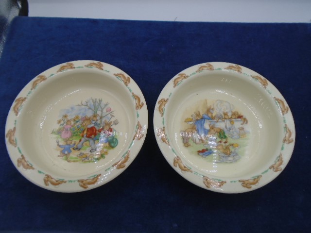 Royal Doulton Bunnykins China to incl christening plate, 2 bowls and 3 two-handled cups (6) - Image 8 of 8