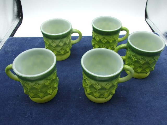 5 Retro Anchor Hocking Fou-King Pyrex Style Cups