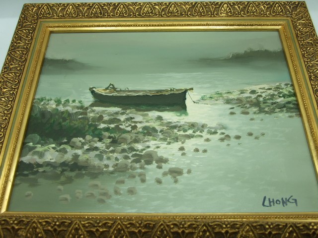 2 Oils on canvas of Boats both signed LHONG 24 X 30 cm - Image 3 of 4