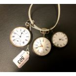 3 Continental Silver Pocket Watches one stamped 0.800 / 0.935 & Silver