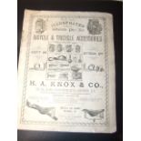 H A KNOX & CO May 1897 Wholesale Pricelist Bicycle & Tricycle Accessories , Guns etc ( rusty staples