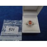 Russian ruby & C.Z sterling silver ring (box not incl)