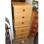 Pair Pine Effect 3 Draw Bedside Chests 43 cm wide 39 deep 58 tall