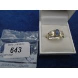 Opal triplet ring in sterling silver (box not incl)