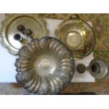 Quantity of plate ware EPNS to incl bowls, trays, condiment set etc
