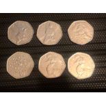 6 Collectable 50p Coins Beatrix Potter and Girl Guides