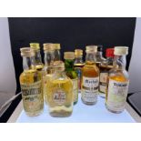 A collection of scotch whisky miniatures to include: Glenturret 12yr old; House of Peers;