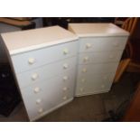 Pair of 5 Draw Chests of Drawers 39 inches tall 24 1/2 wide 16 1/2 deep ( one handle missing )