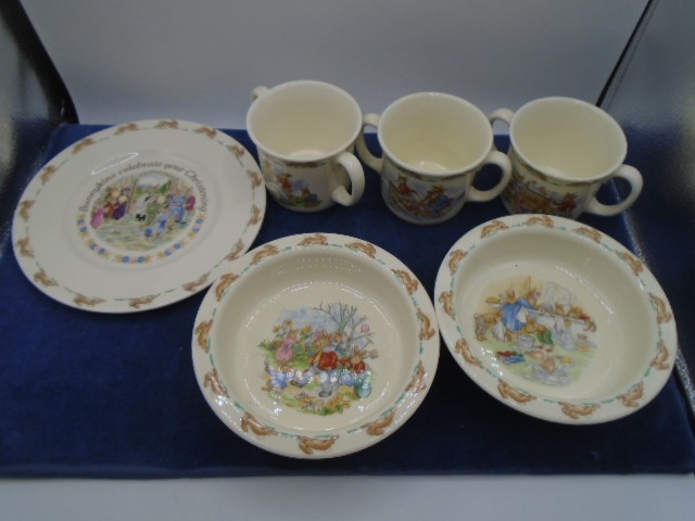 Royal Doulton Bunnykins China to incl christening plate, 2 bowls and 3 two-handled cups (6) - Image 2 of 8