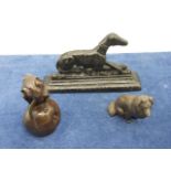 Cast Iron Dog Door Stop and Resin Dog and Mouse ( a/f )