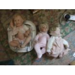 3 China Headed Dolls